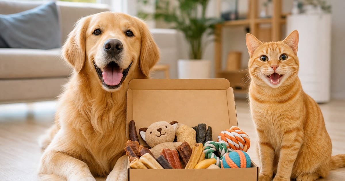 Куче и котка, възхитени от нова изненада кутия с лакомства и играчки от PetsHelp Box